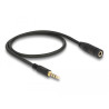 Delock Klinkenverlängerungskabel 3,5 mm 4 Pin Stecker zu Buchse 0,5 m schwarz