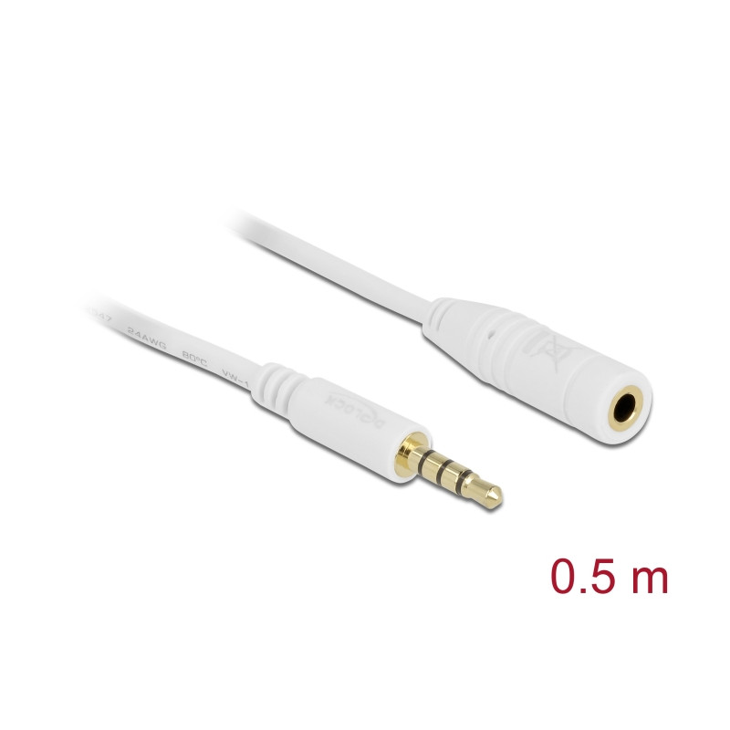 Delock Verlängerungskabel Audio Klinke 3,5 mm Stecker / Buchse 4 Pin 0,5 m