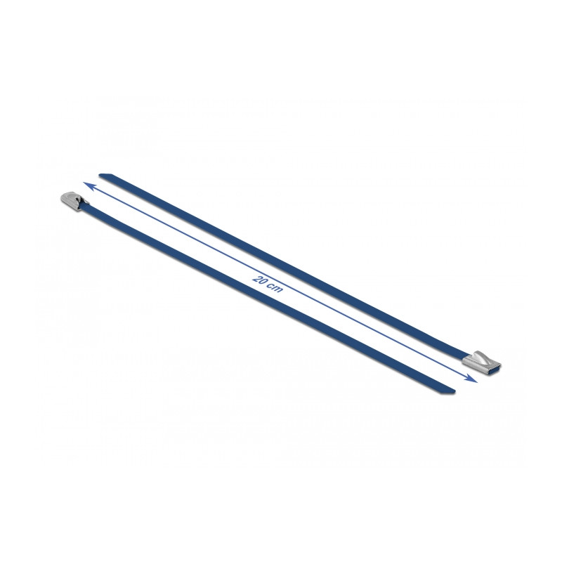 Delock Edelstahlkabelbinder L 200 x B 4,6 mm blau 10 Stück