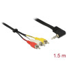 Delock Kabel Klinke 3,5 mm 4 Pin Stecker gewinkelt - 3 x Cinch Stecker 1,5 m