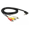 Delock Kabel Klinke 3,5 mm 4 Pin Stecker gewinkelt - 3 x Cinch Stecker 1,5 m