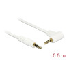 Delock Kabel Klinke 3,5 mm 4 Pin Stecker - Stecker gewinkelt 0,5 m weiß