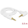Delock Kabel Klinke 3,5 mm 4 Pin Stecker - Stecker gewinkelt 0,5 m weiß