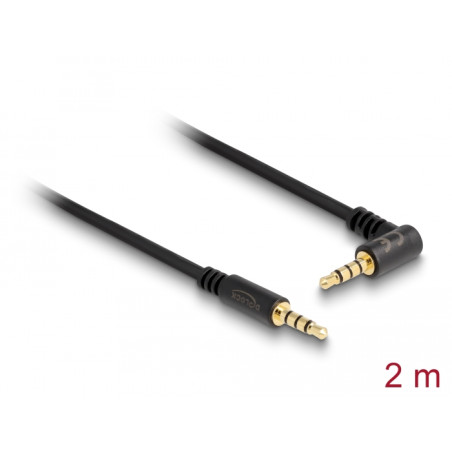 Delock Kabel Klinke 3,5 mm 4 Pin Stecker - Stecker gewinkelt 2 m schwarz