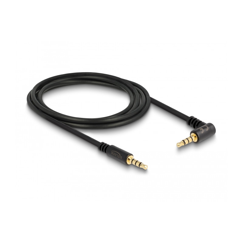 Delock Kabel Klinke 3,5 mm 4 Pin Stecker - Stecker gewinkelt 2 m schwarz