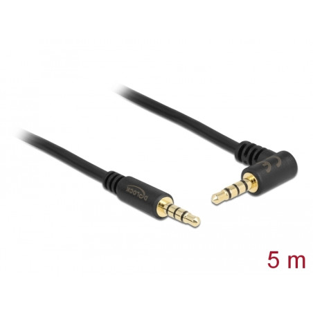 Delock Kabel Klinke 3,5 mm 4 Pin Stecker - Stecker gewinkelt 5 m schwarz