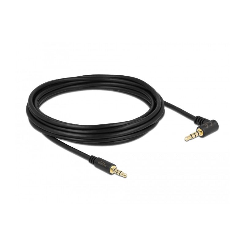 Delock Kabel Klinke 3,5 mm 4 Pin Stecker - Stecker gewinkelt 5 m schwarz