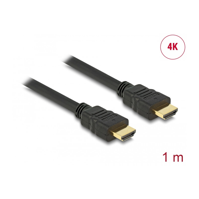 Delock Kabel High Speed HDMI mit Ethernet – HDMI A Stecker - HDMI A Stecker 4K 1,0 m