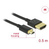 Delock Kabel High Speed HDMI mit Ethernet - HDMI-A Stecker - HDMI Micro-D Stecker 3D 4K 0,5 m Slim High Quality
