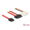 Delock Kabel Slim SATA Buchse - SATA 7 Pin + 2 Pin Strom Stecker 50 cm
