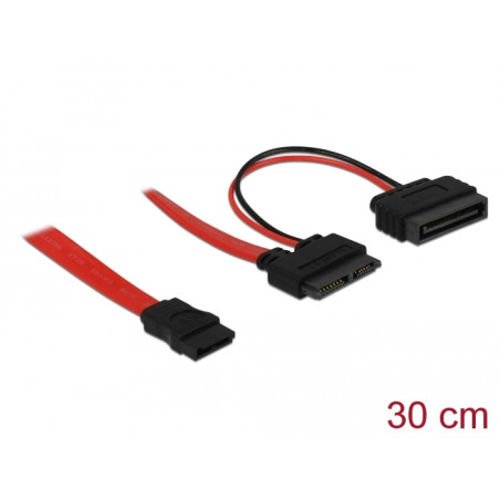 Delock Kabel Slim SATA Buchse - SATA 7 Pin + SATA 15 Pin 5 V 30 cm