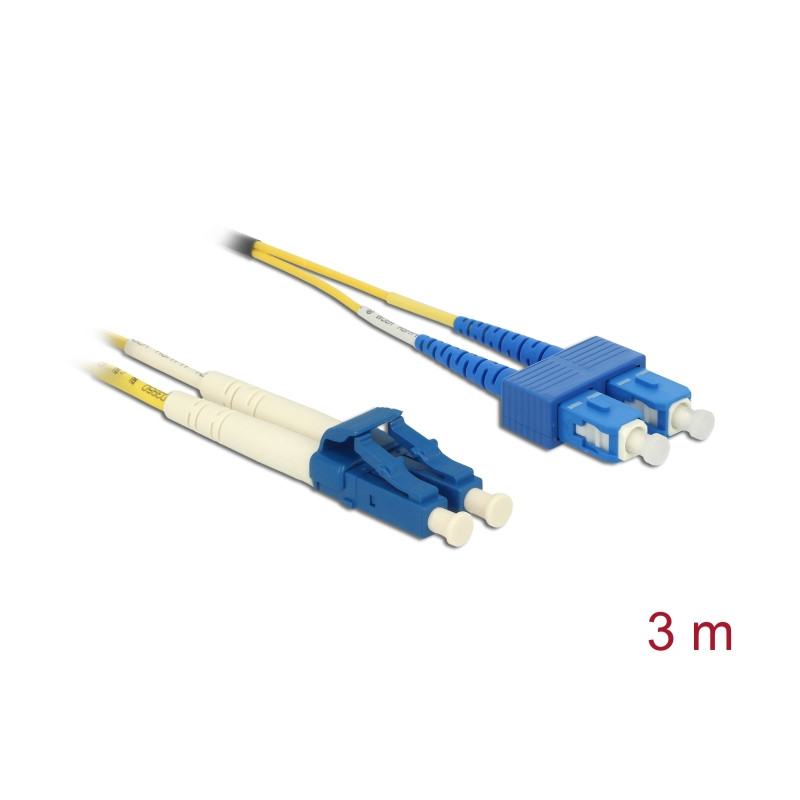 Delock Kabel Lichtwellenleiter LC Duplex zu SC Duplex Singlemode OS2 3 m