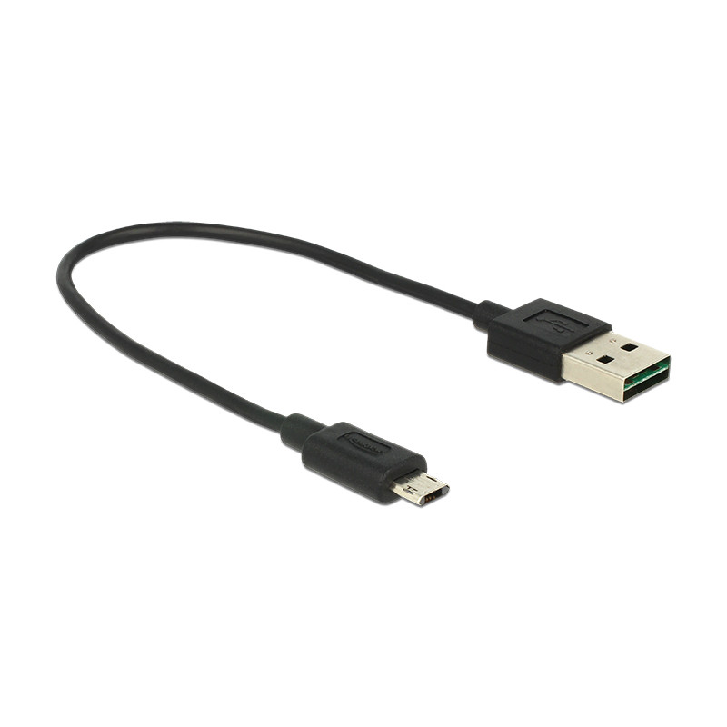 Delock Kabel EASY-USB 2.0 Typ-A Stecker - EASY-USB 2.0 Typ Micro-B Stecker 0,2 m schwarz
