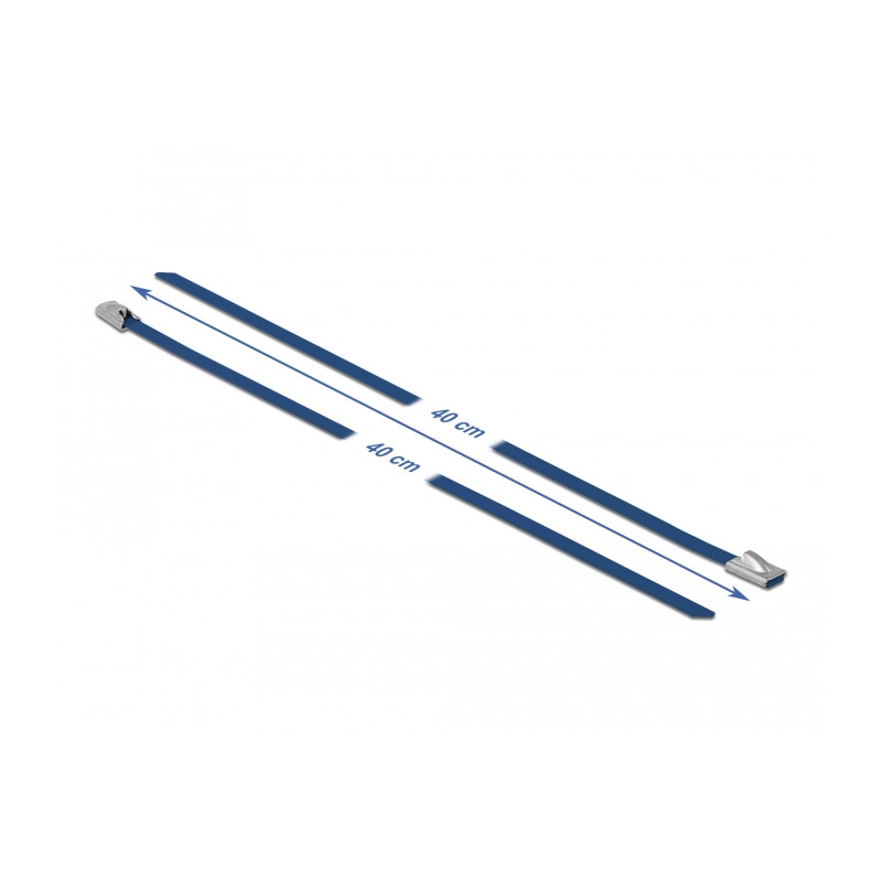 Delock Edelstahlkabelbinder L 400 x B 4,6 mm blau 10 Stück