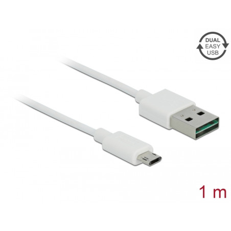 Delock Kabel EASY-USB 2.0 Typ-A Stecker - EASY-USB 2.0 Typ Micro-B Stecker 1 m weiß