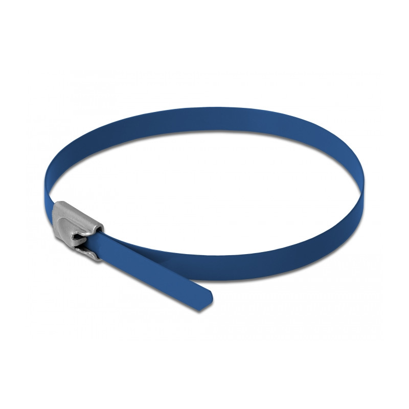 Delock Edelstahlkabelbinder L 400 x B 4,6 mm blau 10 Stück