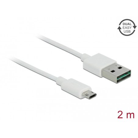 Delock Kabel EASY-USB 2.0 Typ-A Stecker - EASY-USB 2.0 Typ Micro-B Stecker 2 m weiß