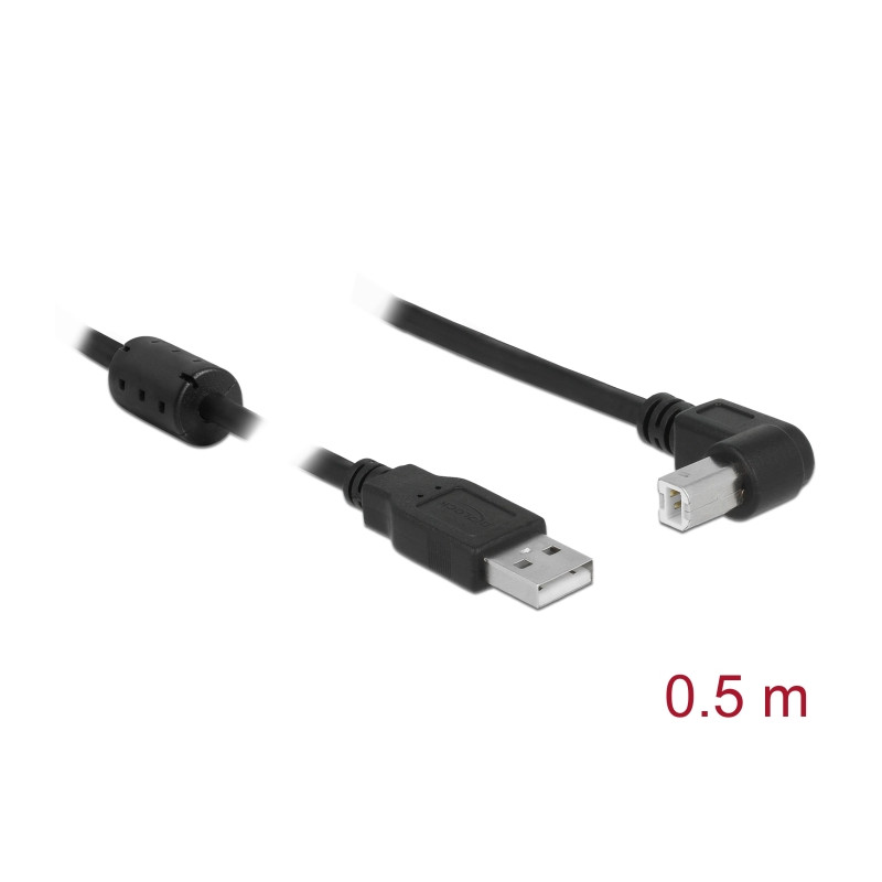 Delock Kabel USB 2.0 Typ-A Stecker - USB 2.0 Typ-B Stecker gewinkelt 0,5 m schwarz