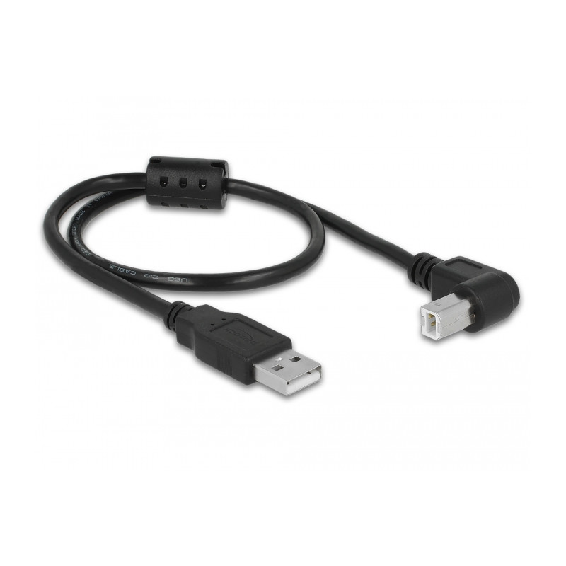 Delock Kabel USB 2.0 Typ-A Stecker - USB 2.0 Typ-B Stecker gewinkelt 0,5 m schwarz