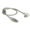 Delock Kabel USB 2.0 Typ-A Stecker - USB 2.0 Typ-B Stecker gewinkelt 0,5 m transparent