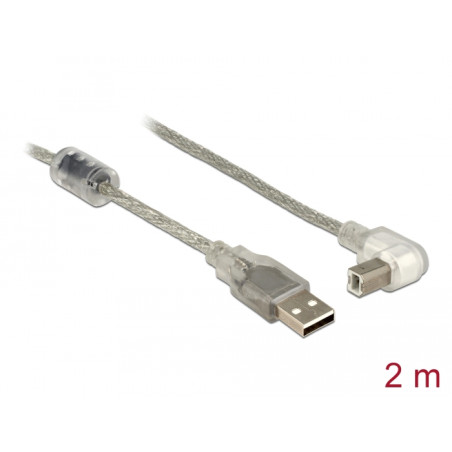 Delock Kabel USB 2.0 Typ-A Stecker - USB 2.0 Typ-B Stecker gewinkelt 2,0 m transparent