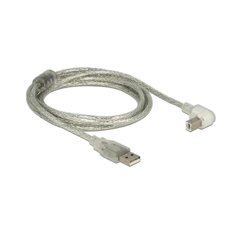 Delock Kabel USB 2.0 Typ-A Stecker - USB 2.0 Typ-B Stecker gewinkelt 2,0 m transparent