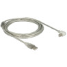 Delock Kabel USB 2.0 Typ-A Stecker - USB 2.0 Typ-B Stecker gewinkelt 3,0 m transparent