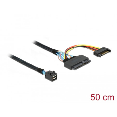 Delock Kabel SFF-8643 Stecker - U.2 SFF-8639 Buchse + SATA Stromanschluss 50 cm