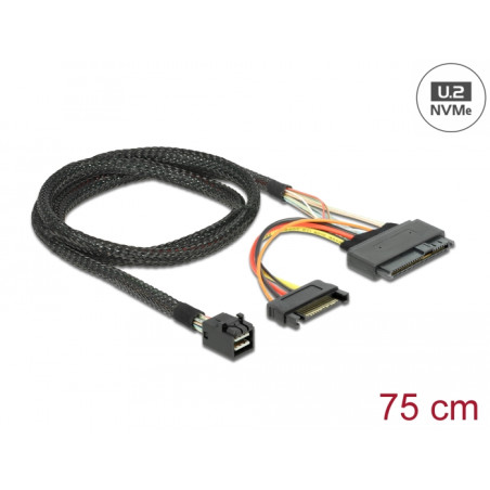 Delock Kabel SFF-8643 Stecker - U.2 SFF-8639 Buchse + SATA Stromanschluss 75 cm