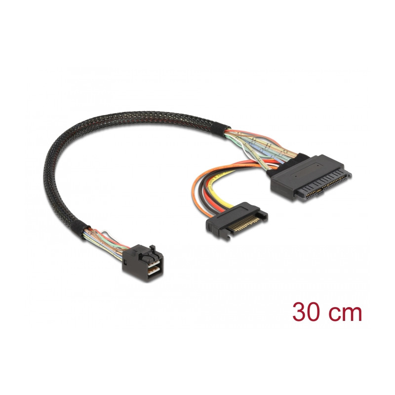 Delock Kabel SFF-8643 Stecker - U.2 SFF-8639 Buchse + SATA Stromanschluss 30 cm