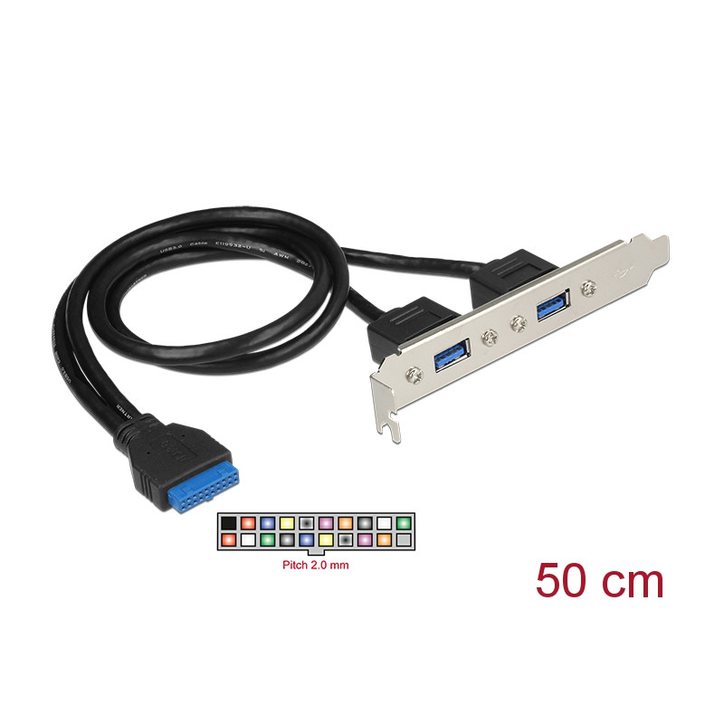 Delock Slotblech 1 x 19 Pin USB 3.0 Pfostenbuchse intern - 2 x USB 3.0 Typ-A Buchse extern