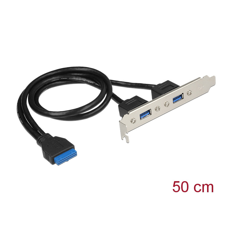 Delock Slotblech 1 x 19 Pin USB 3.0 Pfostenbuchse intern - 2 x USB 3.0 Typ-A Buchse extern
