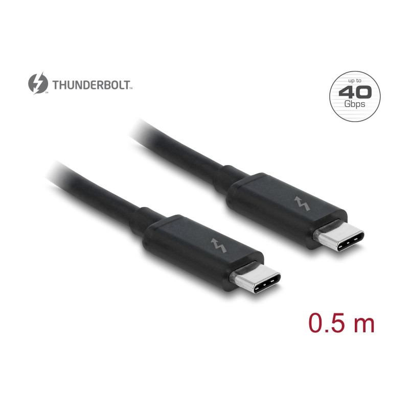 Delock Thunderbolt™ 3 (40 Gb/s) USB-C™ Kabel Stecker - Stecker passiv 0,5 m 5 A schwarz