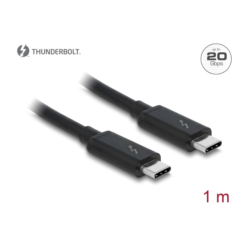 Delock Thunderbolt™ 3 (20 Gb/s) USB-C™ Kabel Stecker - Stecker passiv 1,0 m 5 A schwarz