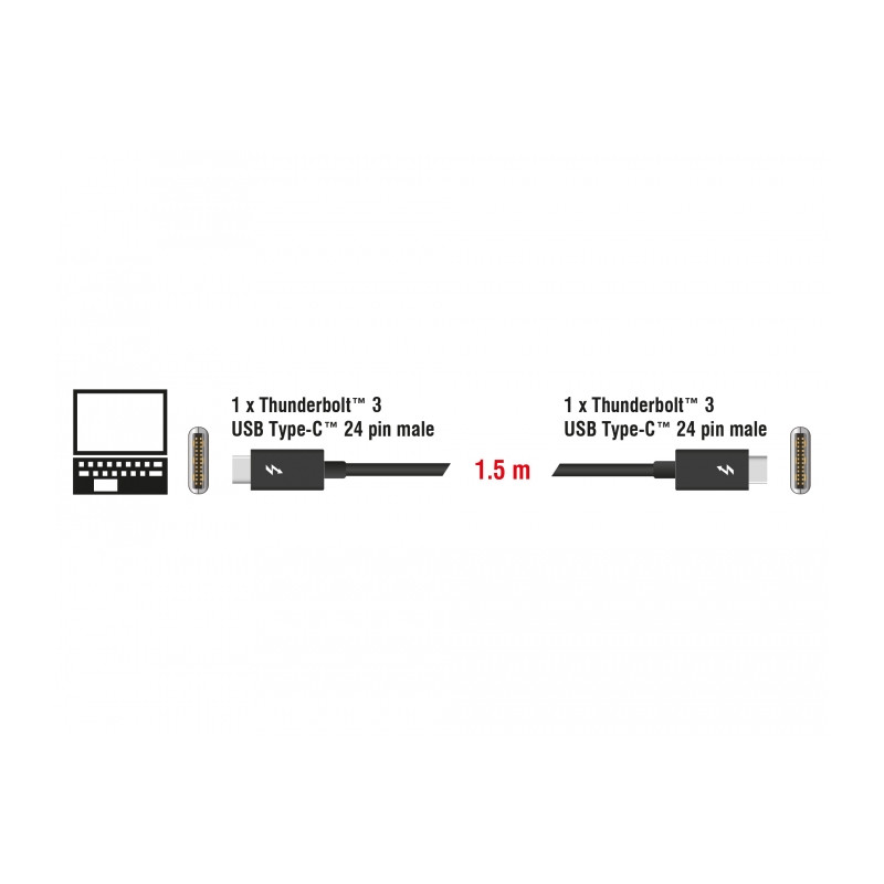 Delock Thunderbolt™ 3 (20 Gb/s) USB-C™ Kabel Stecker - Stecker passiv 1,5 m 5 A schwarz