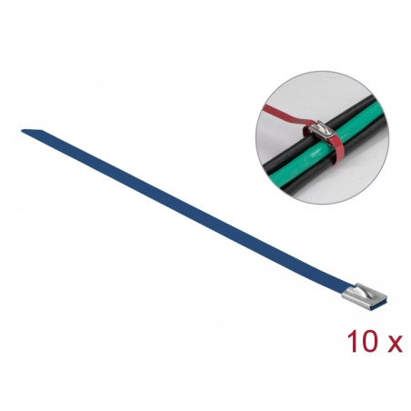 Delock Edelstahlkabelbinder L 200 x B 7,9 mm blau 10 Stück
