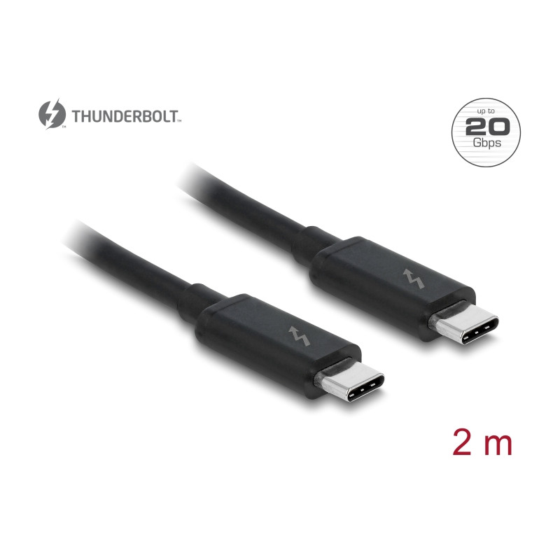 Delock Thunderbolt™ 3 (20 Gb/s) USB-C™ Kabel Stecker - Stecker passiv 2,0 m 3 A schwarz