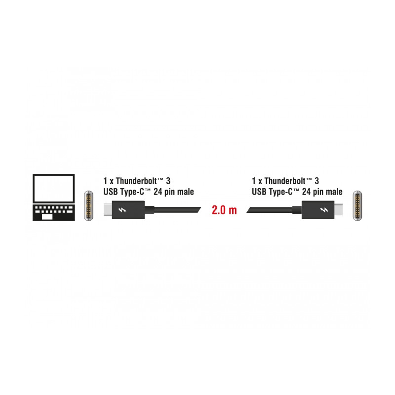 Delock Thunderbolt™ 3 (20 Gb/s) USB-C™ Kabel Stecker - Stecker passiv 2,0 m 3 A schwarz