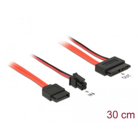Delock Kabel SATA 6 Gb/s 7 Pin Buchse + Micro Fit 3.0 4 Pin Strom Stecker - Slim SATA 13 Pin Buchse 30 cm