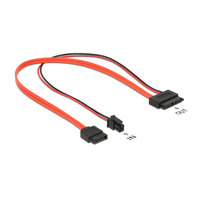 Delock Kabel SATA 6 Gb/s 7 Pin Buchse + Micro Fit 3.0 4 Pin Strom Stecker - Slim SATA 13 Pin Buchse 30 cm