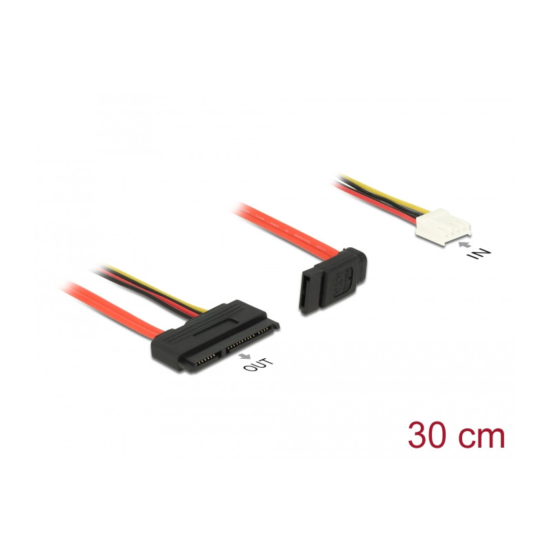 Delock Kabel SATA 6 Gb/s 7 Pin Buchse + Floppy 4 Pin Strom Buchse (5 V + 12 V) - SATA 22 Pin Buchse gerade 30 cm
