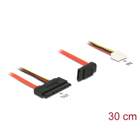Delock Kabel SATA 6 Gb/s 7 Pin Buchse + Floppy 4 Pin Strom Buchse (5 V + 12 V) - SATA 22 Pin Buchse gerade 30 cm
