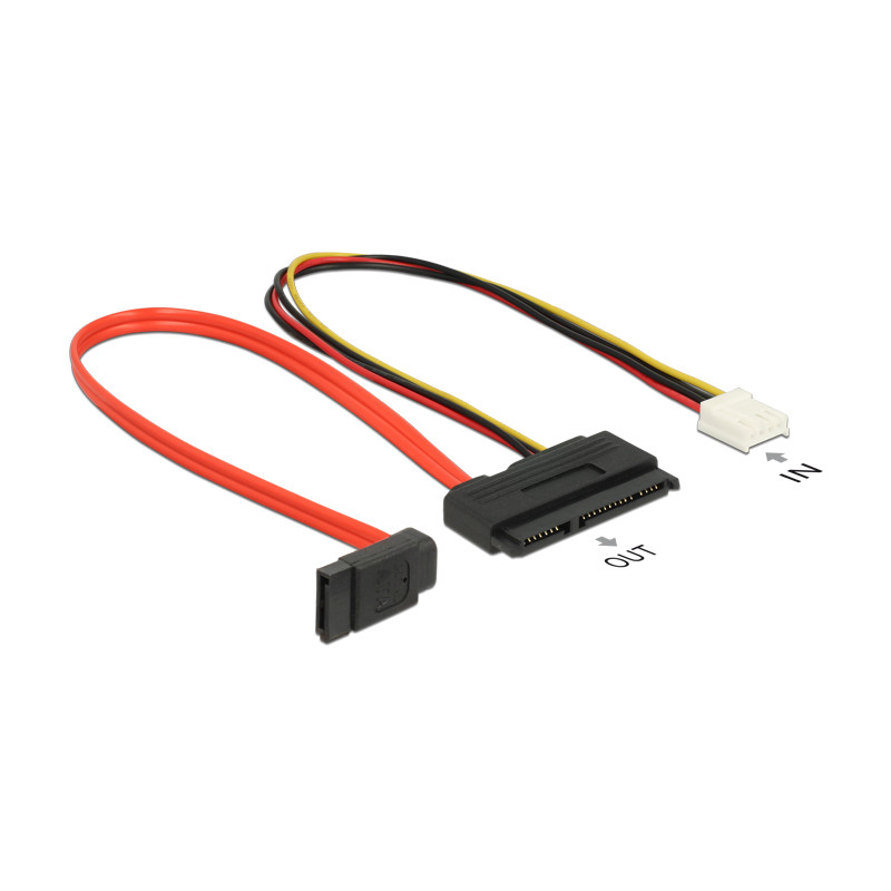 Delock Kabel SATA 6 Gb/s 7 Pin Buchse + Floppy 4 Pin Strom Buchse (5 V + 12 V) - SATA 22 Pin Buchse gerade 30 cm