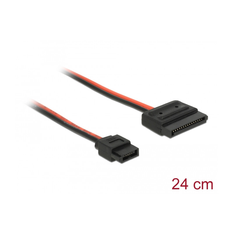 Delock Kabel Power SATA 15 Pin Buchse - Power Slim SATA 6 Pin Buchse (5 V) 24 cm