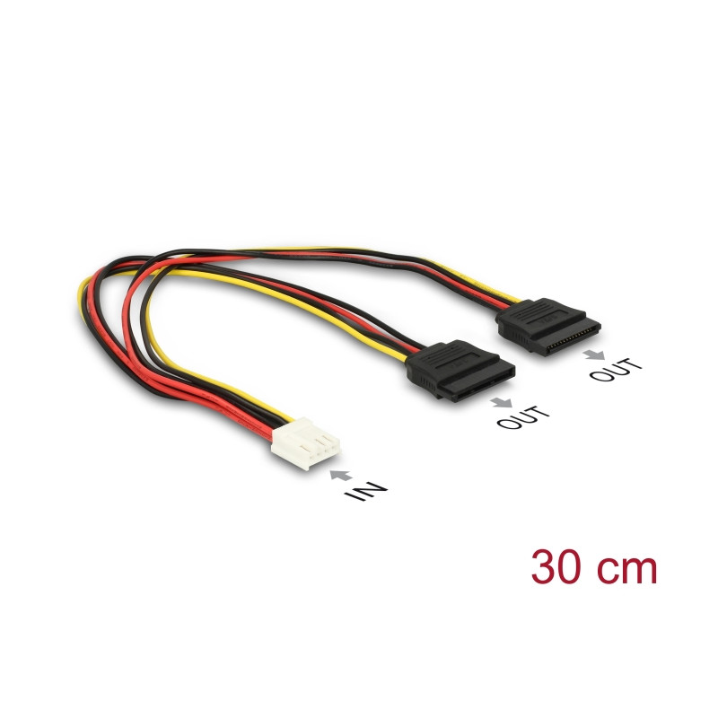 Delock Kabel Power Floppy 4 Pin Buchse - 2 x SATA 15 Pin Buchse 30 cm