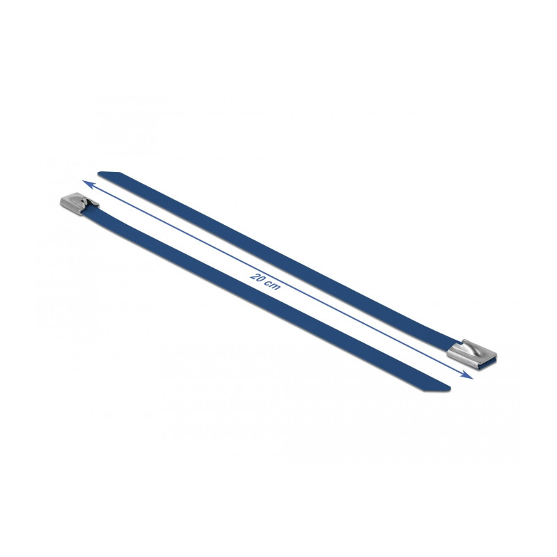 Delock Edelstahlkabelbinder L 200 x B 7,9 mm blau 10 Stück