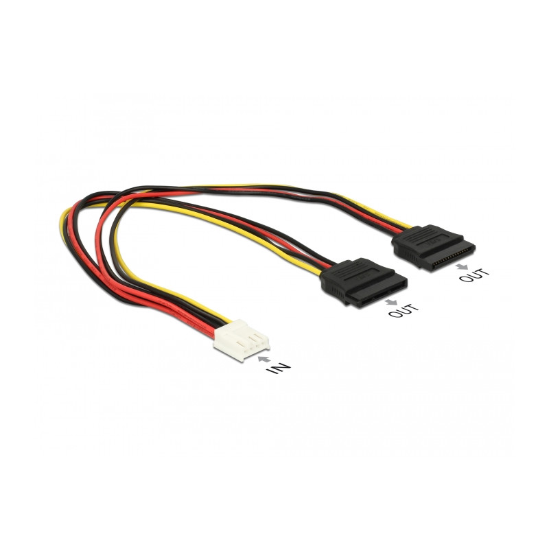 Delock Kabel Power Floppy 4 Pin Buchse - 2 x SATA 15 Pin Buchse 30 cm