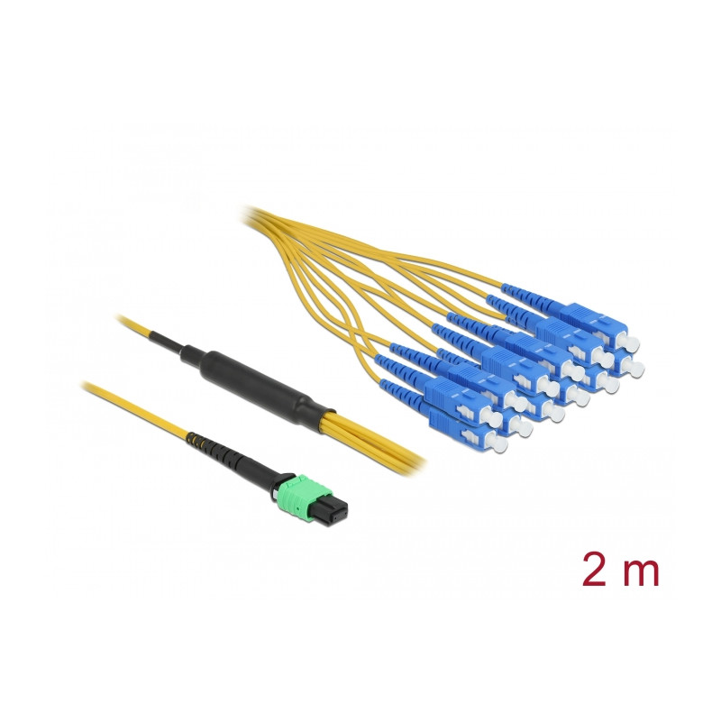 Delock LWL Kabel MPO Buchse zu 12 x SC Simplex Stecker, Singlemode, 9/125 µm, 2 m