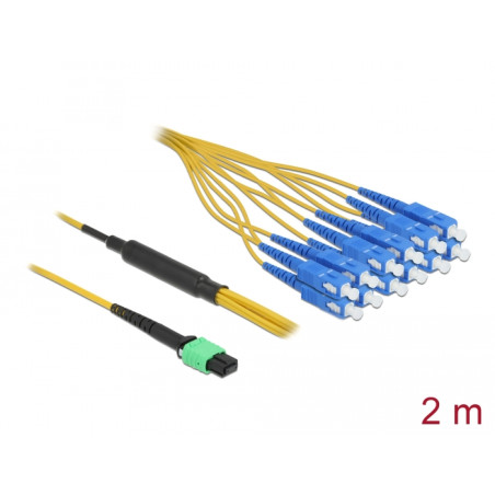 Delock LWL Kabel MPO Buchse zu 12 x SC Simplex Stecker, Singlemode, 9/125 µm, 2 m