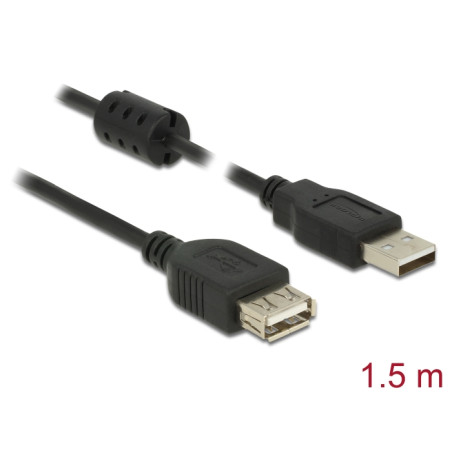 Delock Verlängerungskabel USB 2.0 Typ-A Stecker - USB 2.0 Typ-A Buchse 1,5 m schwarz